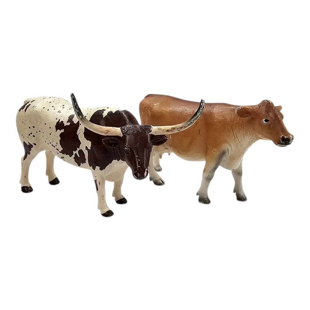 Mojo Texas Longhorn Jersey Cow Figures Farm Life Hand Painted Realistic Toys